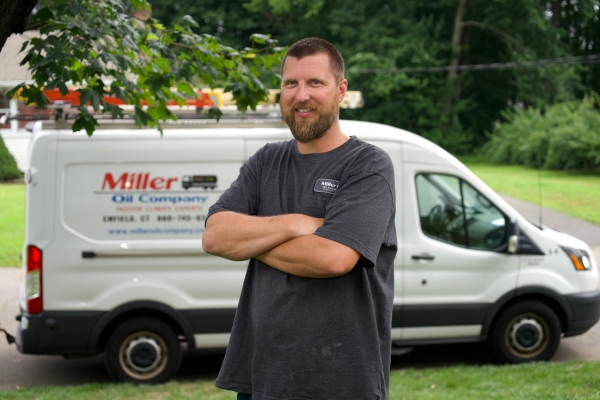 Miller Oil Company HVAC technician and service van
