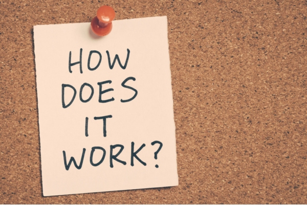 How does it work note pinned on a corkboard depicting ductless AC function