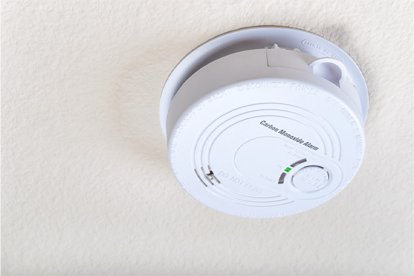 Carbon monoxide alarm on the ceiling