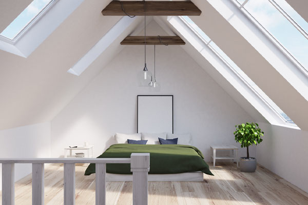attic bedroom depicting cooling options