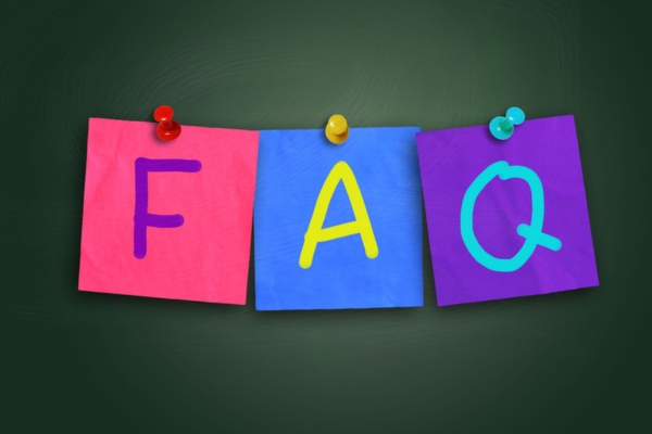 FAQ written on colored papers pinned on a chalkboard depicting questions about HVAC Air Filter Replacement