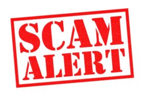 SCAM ALERT Rubber Stamp depicting air conditioning scams