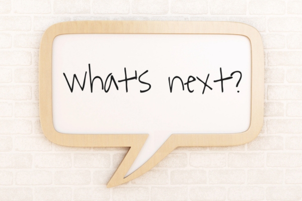 Speech bubble with what's next text depicting Outlook for Heating Efficiency Standards