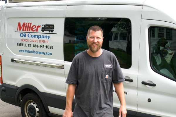 Miller Oil Company HVAC technician and service van