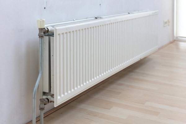 home hot water radiator by the wall