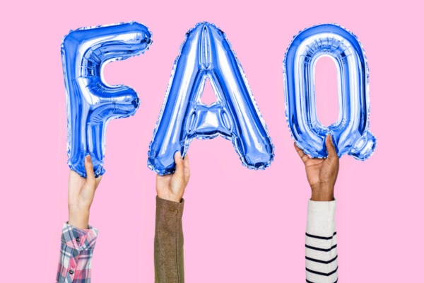 FAQ spelled using letter balloons depicting Energy-Efficient Air Conditioner questions