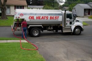 Miller Oil Company fuel delivery truck and driver