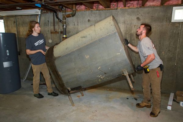 Miller Oil Tank Company removing old heating oil tank